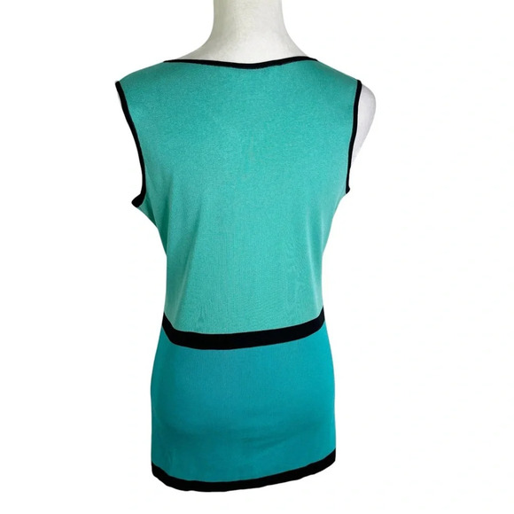 Misook Knit Sleeveless Color Block Tunic Aqua Turquoise Size S - Picture 5 of 7